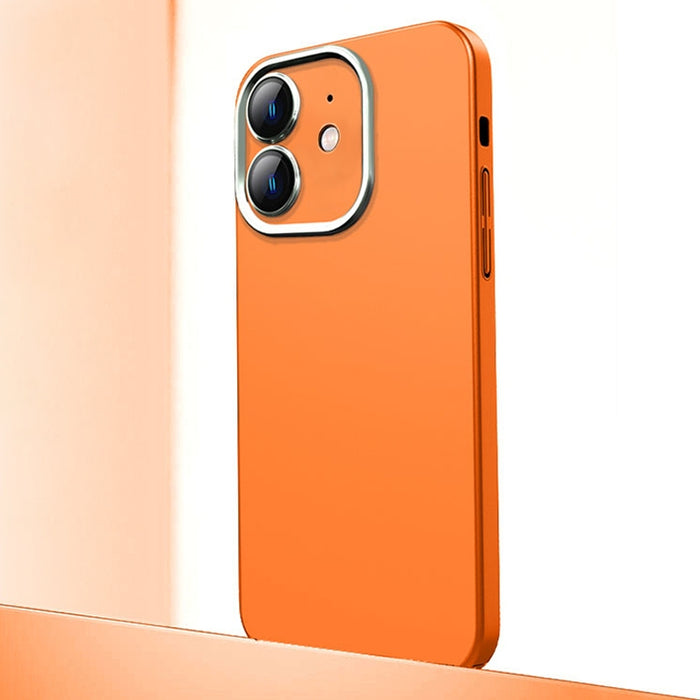 Caja de teléfono de material de metal esmerilado con protección de lente