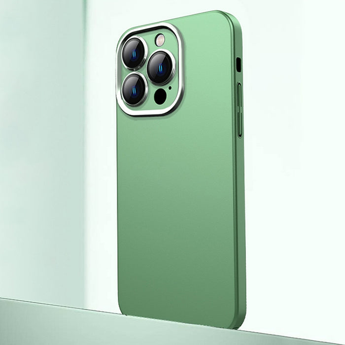 Caja de teléfono de material de metal esmerilado con protección de lente