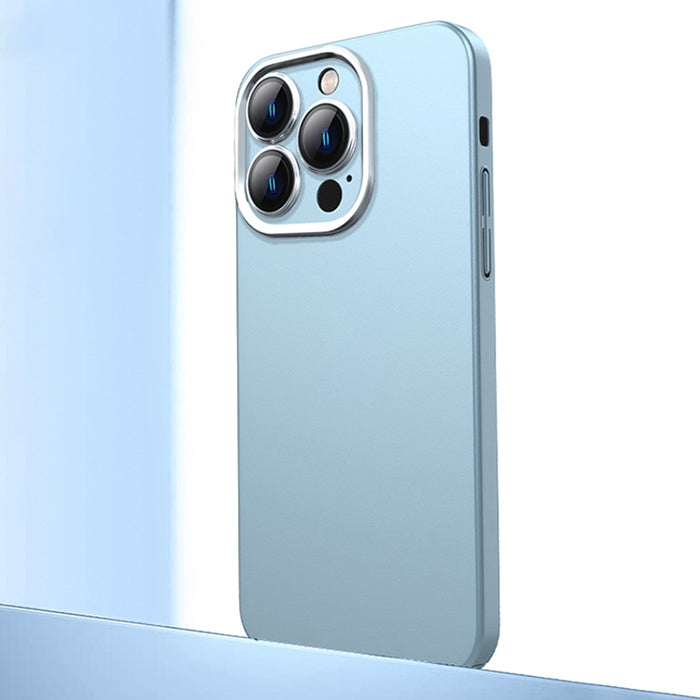 Caja de teléfono de material de metal esmerilado con protección de lente