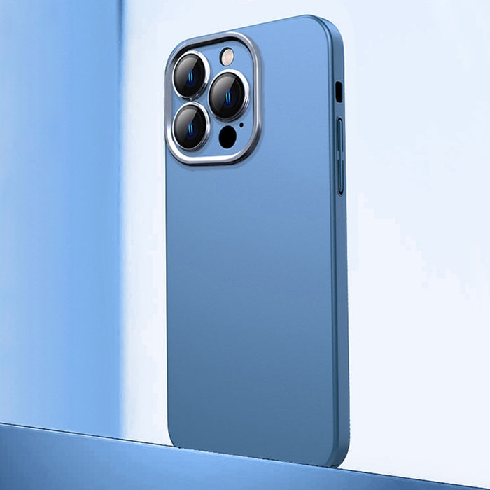 Caja de teléfono de material de metal esmerilado con protección de lente