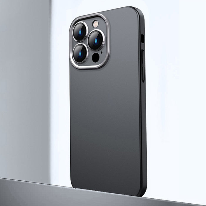 Caja de teléfono de material de metal esmerilado con protección de lente