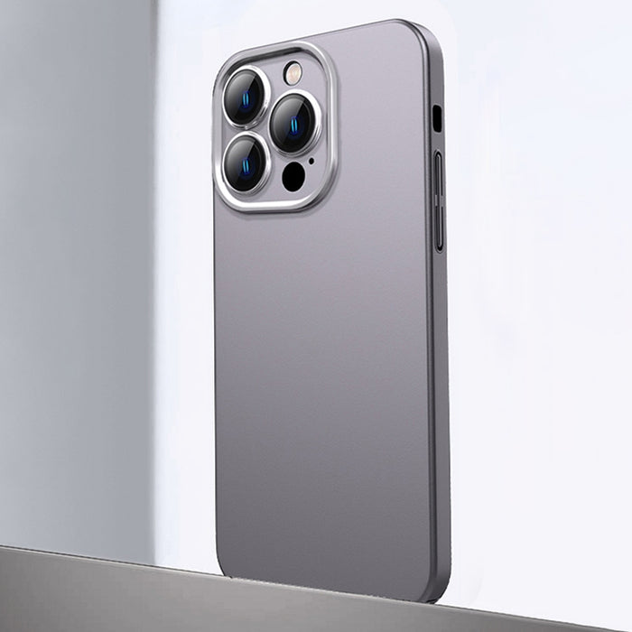 Caja de teléfono de material de metal esmerilado con protección de lente