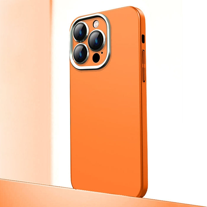 Caja de teléfono de material de metal esmerilado con protección de lente