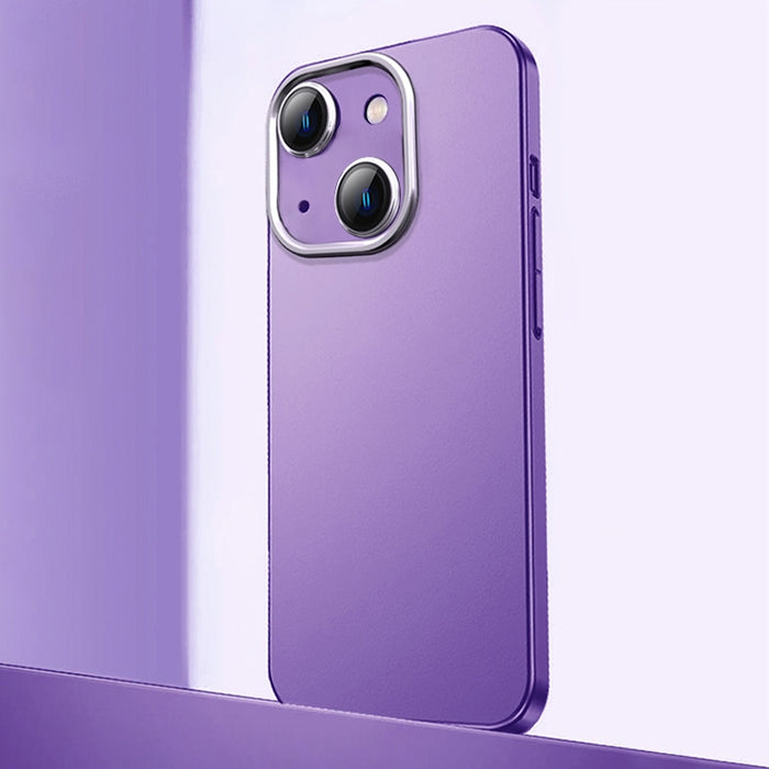 Caja de teléfono de material de metal esmerilado con protección de lente
