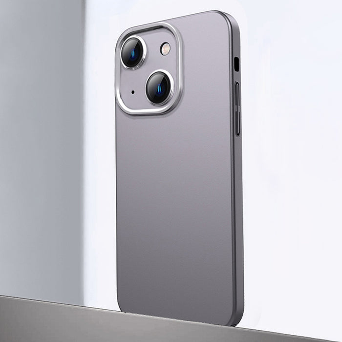 Caja de teléfono de material de metal esmerilado con protección de lente