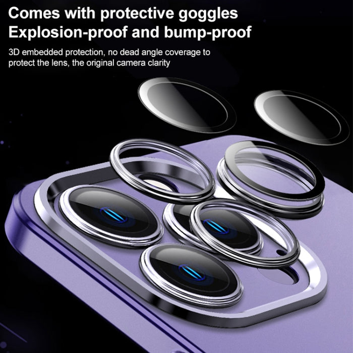 Caja de teléfono de material de metal esmerilado con protección de lente