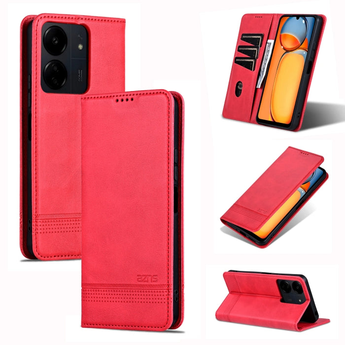 AZNS Funda de cuero con tapa magnética con textura de becerro para teléfono, For Xiaomi Redmi Turbo 3, For Xiaomi Redmi Note 13 Pro 4G, For Xiaomi Redmi Note 13 4G, For Xiaomi Redmi K70E, For Xiaomi 14 Ultra, For Xiaomi Redmi 13C / Poco C65            ...