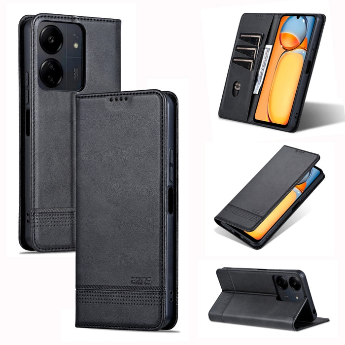 AZNS Funda de cuero con tapa magnética con textura de becerro para teléfono, For Xiaomi Redmi Turbo 3, For Xiaomi Redmi Note 13 Pro 4G, For Xiaomi Redmi Note 13 4G, For Xiaomi Redmi K70E, For Xiaomi 14 Ultra, For Xiaomi Redmi 13C / Poco C65            ...