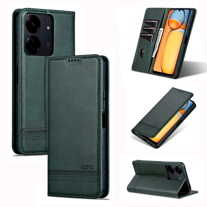 AZNS Funda de cuero con tapa magnética con textura de becerro para teléfono, For Xiaomi Redmi Turbo 3, For Xiaomi Redmi Note 13 Pro 4G, For Xiaomi Redmi Note 13 4G, For Xiaomi Redmi K70E, For Xiaomi 14 Ultra, For Xiaomi Redmi 13C / Poco C65            ...