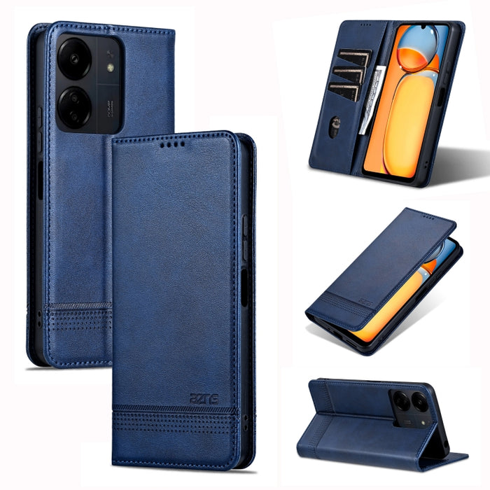AZNS Funda de cuero con tapa magnética con textura de becerro para teléfono, For Xiaomi Redmi Turbo 3, For Xiaomi Redmi Note 13 Pro 4G, For Xiaomi Redmi Note 13 4G, For Xiaomi Redmi K70E, For Xiaomi 14 Ultra, For Xiaomi Redmi 13C / Poco C65            ...