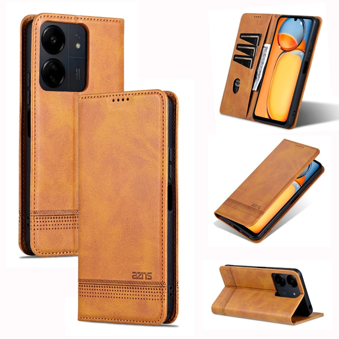 AZNS Funda de cuero con tapa magnética con textura de becerro para teléfono, For Xiaomi Redmi Turbo 3, For Xiaomi Redmi Note 13 Pro 4G, For Xiaomi Redmi Note 13 4G, For Xiaomi Redmi K70E, For Xiaomi 14 Ultra, For Xiaomi Redmi 13C / Poco C65            ...