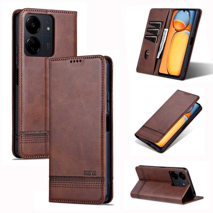 AZNS Funda de cuero con tapa magnética con textura de becerro para teléfono, For Xiaomi Redmi Turbo 3, For Xiaomi Redmi Note 13 Pro 4G, For Xiaomi Redmi Note 13 4G, For Xiaomi Redmi K70E, For Xiaomi 14 Ultra, For Xiaomi Redmi 13C / Poco C65            ...