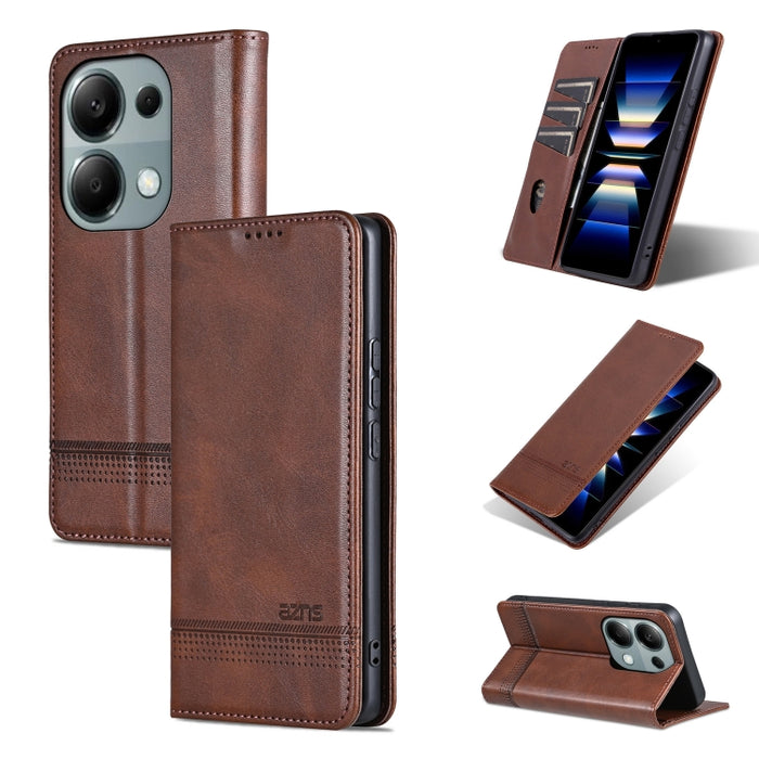 AZNS Funda de cuero con tapa magnética con textura de becerro para teléfono, For Xiaomi Redmi Turbo 3, For Xiaomi Redmi Note 13 Pro 4G, For Xiaomi Redmi Note 13 4G, For Xiaomi Redmi K70E, For Xiaomi 14 Ultra, For Xiaomi Redmi 13C / Poco C65            ...