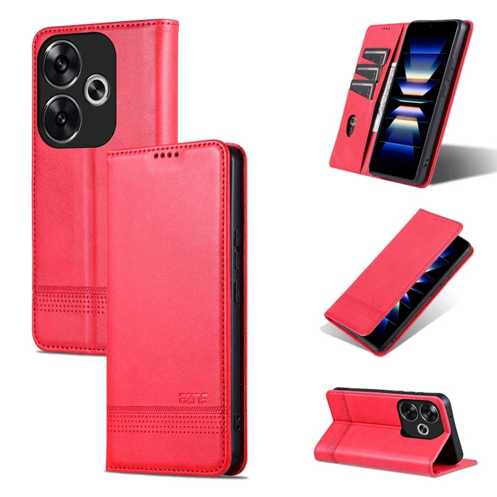 AZNS Funda de cuero con tapa magnética con textura de becerro para teléfono, For Xiaomi Redmi Turbo 3, For Xiaomi Redmi Note 13 Pro 4G, For Xiaomi Redmi Note 13 4G, For Xiaomi Redmi K70E, For Xiaomi 14 Ultra, For Xiaomi Redmi 13C / Poco C65            ...