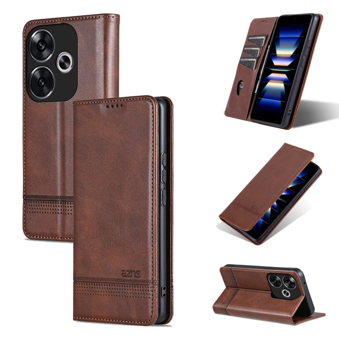 AZNS Funda de cuero con tapa magnética con textura de becerro para teléfono, For Xiaomi Redmi Turbo 3, For Xiaomi Redmi Note 13 Pro 4G, For Xiaomi Redmi Note 13 4G, For Xiaomi Redmi K70E, For Xiaomi 14 Ultra, For Xiaomi Redmi 13C / Poco C65            ...