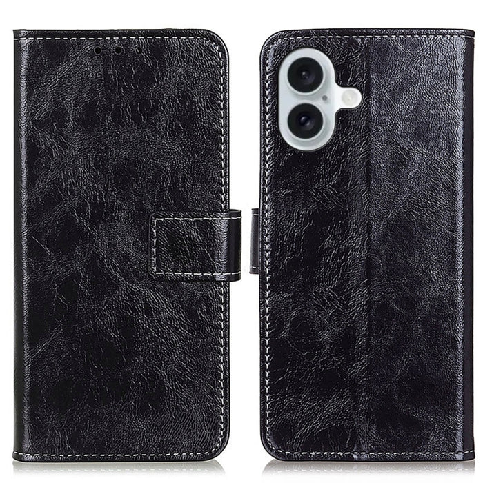 Estuche para teléfono de cuero con tapa horizontal y textura de caballo loco retro