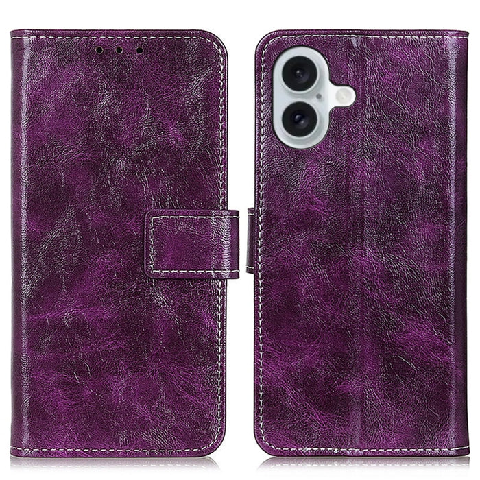 Estuche para teléfono de cuero con tapa horizontal y textura de caballo loco retro