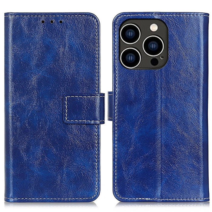 Estuche para teléfono de cuero con tapa horizontal y textura de caballo loco retro