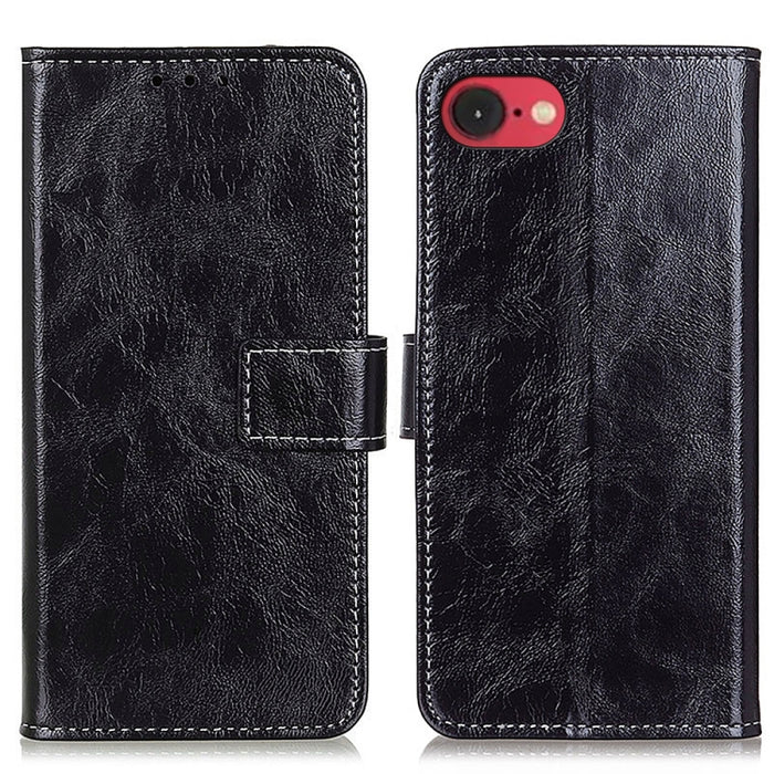 Estuche para teléfono de cuero con tapa horizontal y textura de caballo loco retro