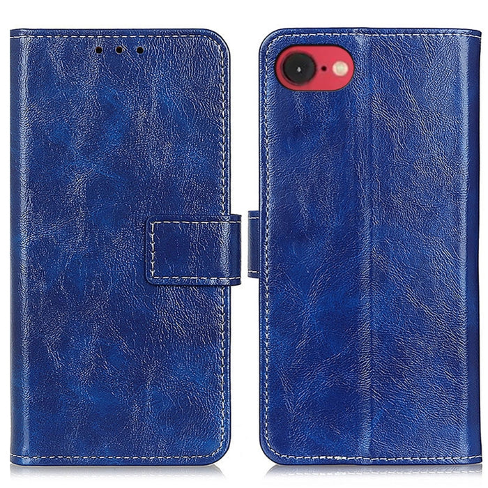 Estuche para teléfono de cuero con tapa horizontal y textura de caballo loco retro