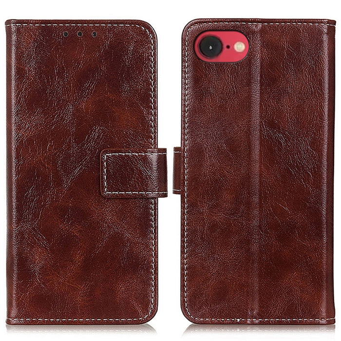 Estuche para teléfono de cuero con tapa horizontal y textura de caballo loco retro