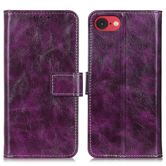 Estuche para teléfono de cuero con tapa horizontal y textura de caballo loco retro