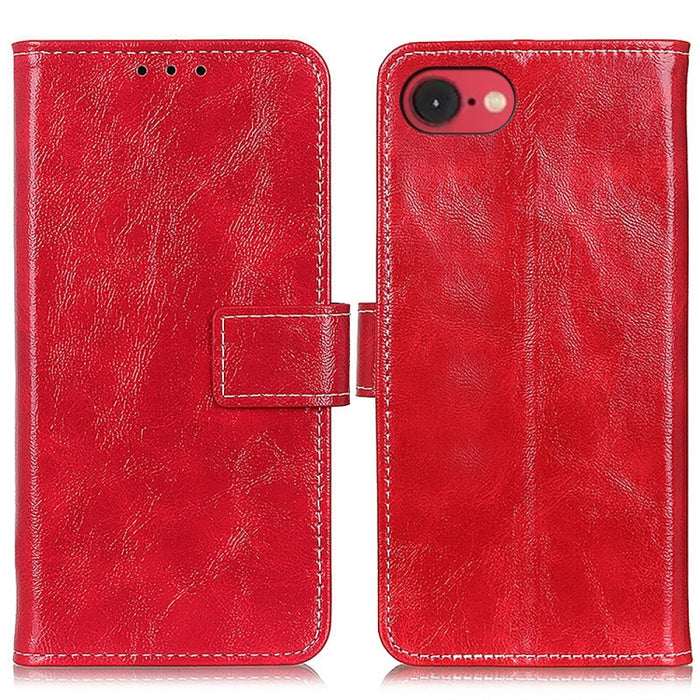 Estuche para teléfono de cuero con tapa horizontal y textura de caballo loco retro