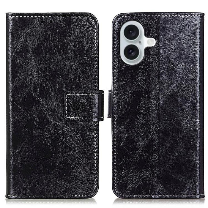 Estuche para teléfono de cuero con tapa horizontal y textura de caballo loco retro
