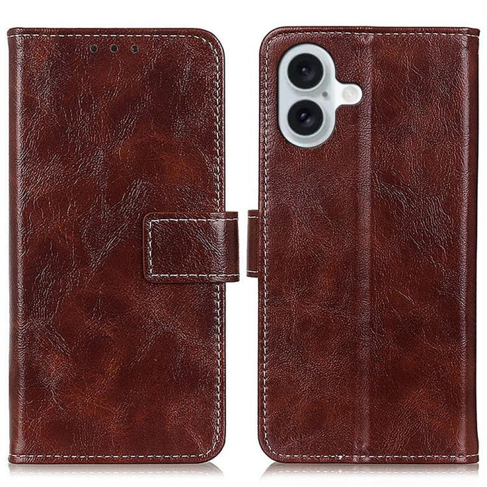 Estuche para teléfono de cuero con tapa horizontal y textura de caballo loco retro