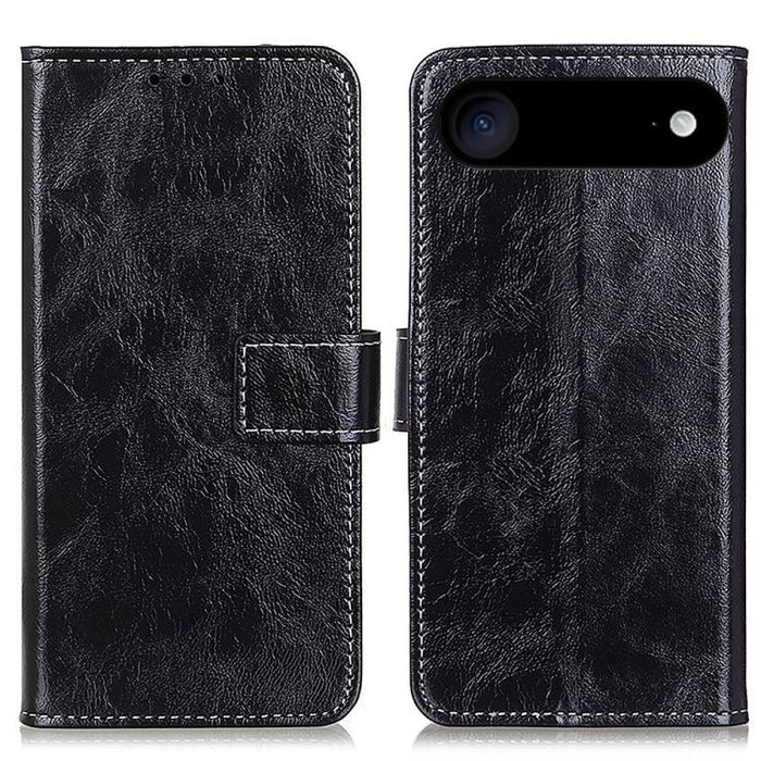 Estuche para teléfono de cuero con tapa horizontal y textura de caballo loco retro