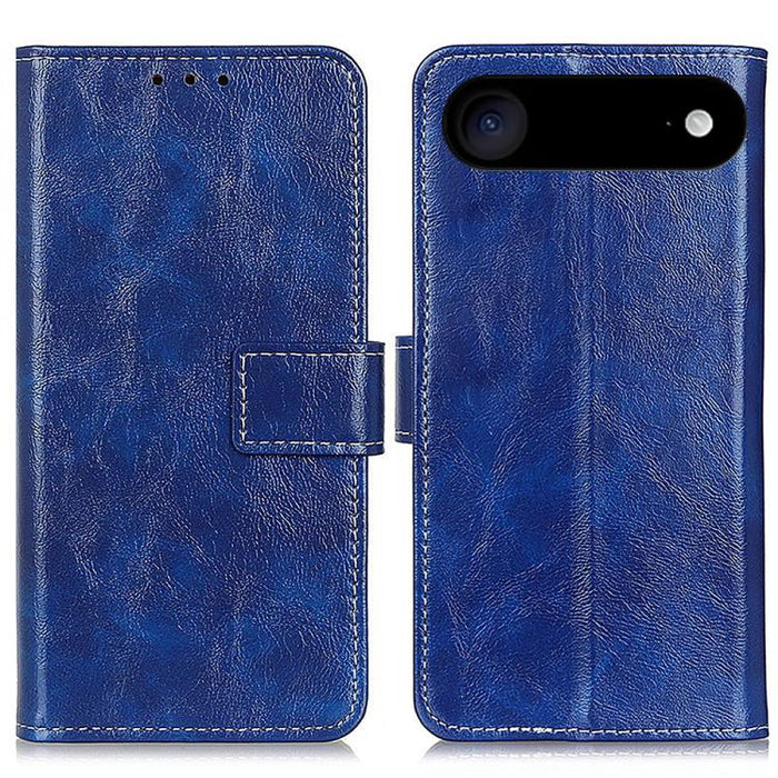 Estuche para teléfono de cuero con tapa horizontal y textura de caballo loco retro