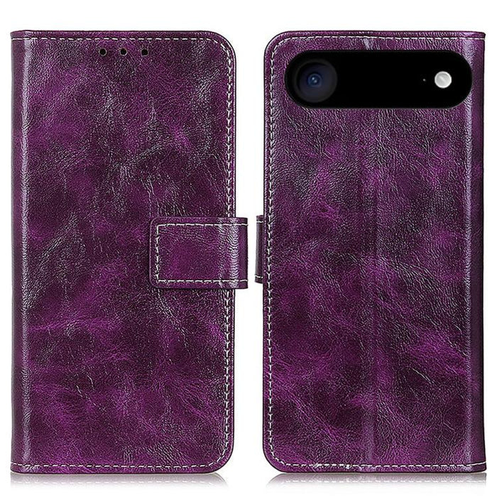 Estuche para teléfono de cuero con tapa horizontal y textura de caballo loco retro