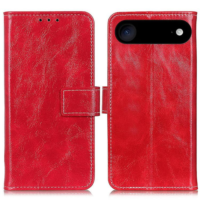 Estuche para teléfono de cuero con tapa horizontal y textura de caballo loco retro
