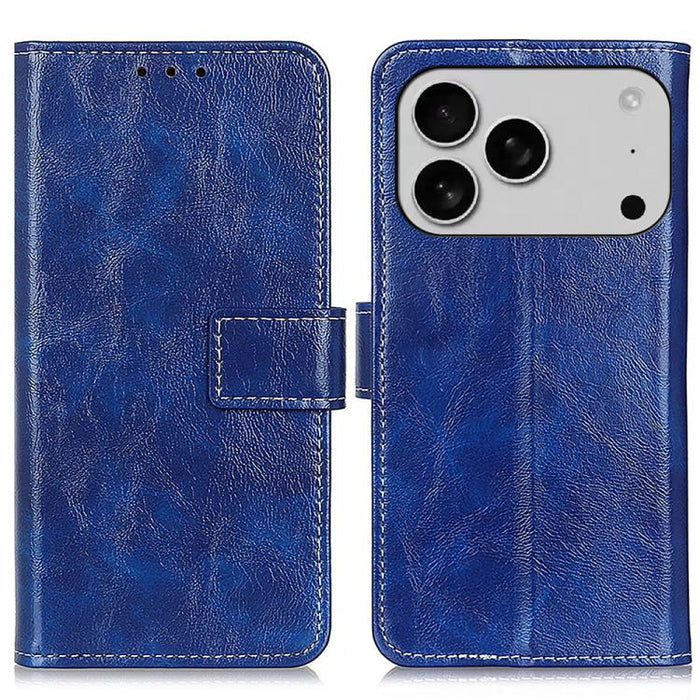 Estuche para teléfono de cuero con tapa horizontal y textura de caballo loco retro