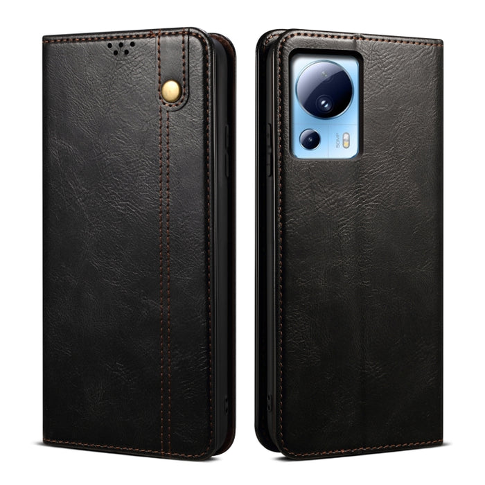 Caja de teléfono de cuero con textura de caballo loco de cera de aceite, For Xiaomi Redmi Note 12S, For Xiaomi 13 Lite / Civi 2