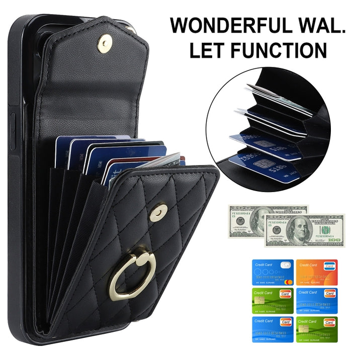 Estuche para teléfono con textura romboidal con cordón largo