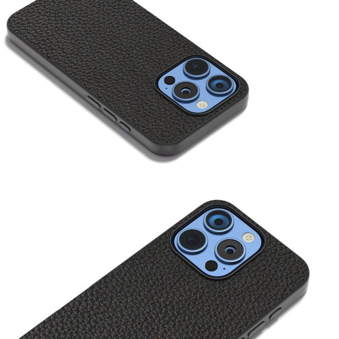 Funda para teléfono con textura de litchi de cuero genuino ABEEL
