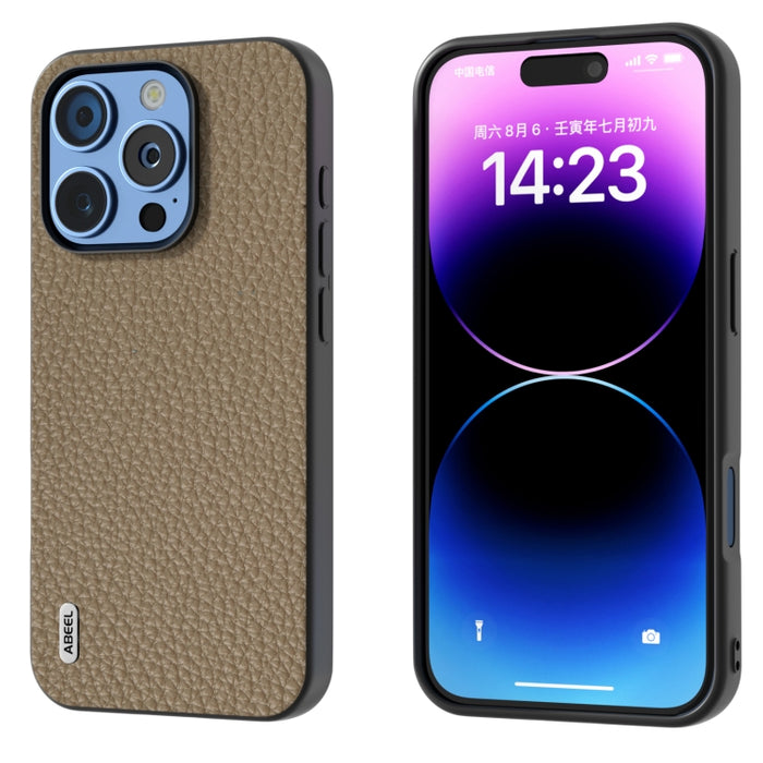 Funda para teléfono con textura de litchi de cuero genuino ABEEL