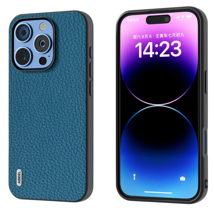 Funda para teléfono con textura de litchi de cuero genuino ABEEL