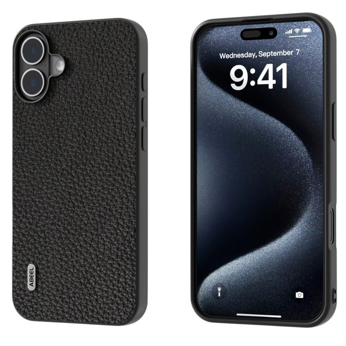 Funda para teléfono con textura de litchi de cuero genuino ABEEL