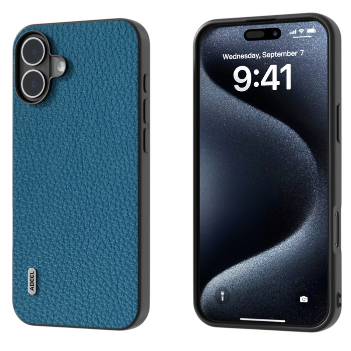 Funda para teléfono con textura de litchi de cuero genuino ABEEL