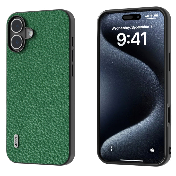 Funda para teléfono con textura de litchi de cuero genuino ABEEL