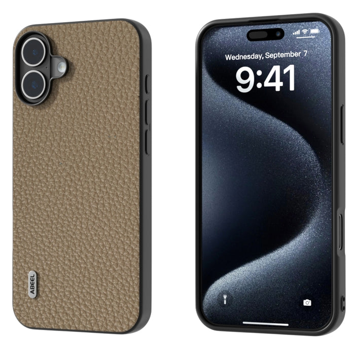 Funda para teléfono con textura de litchi de cuero genuino ABEEL
