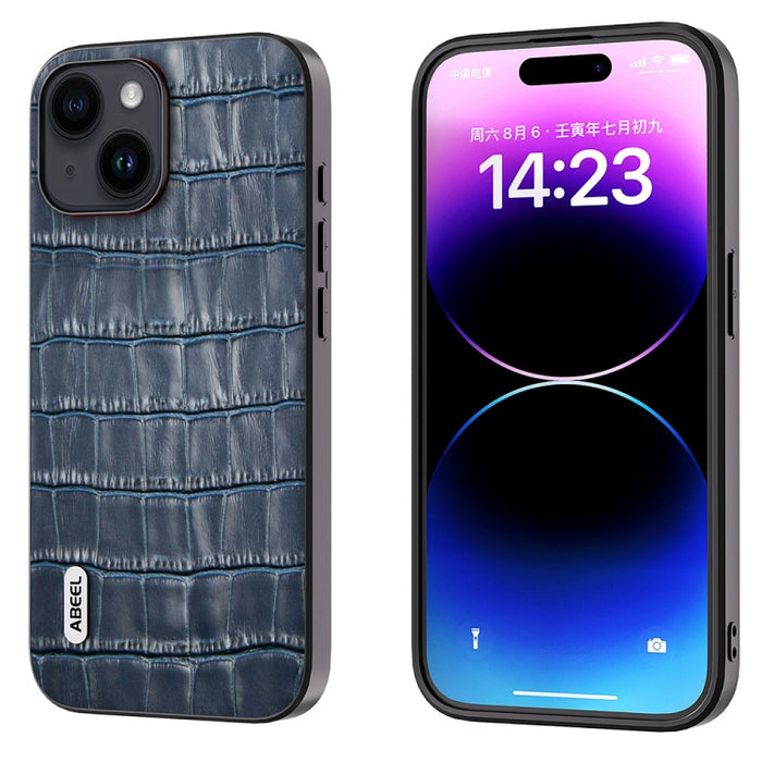 Estuche para teléfono de cuero genuino con textura de cocodrilo ABEEL