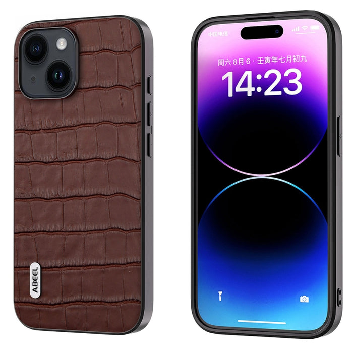 Estuche para teléfono de cuero genuino con textura de cocodrilo ABEEL