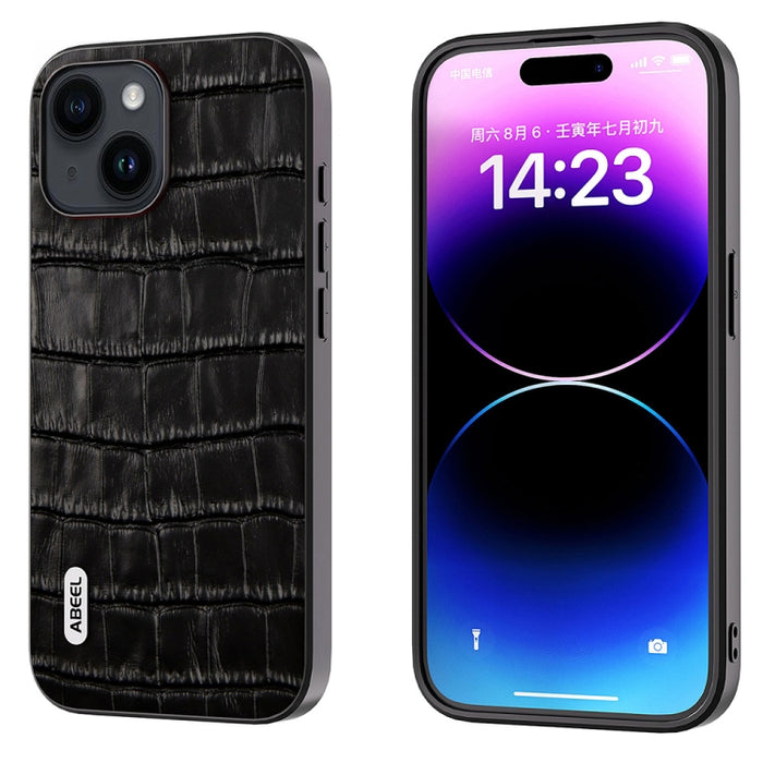 Estuche para teléfono de cuero genuino con textura de cocodrilo ABEEL