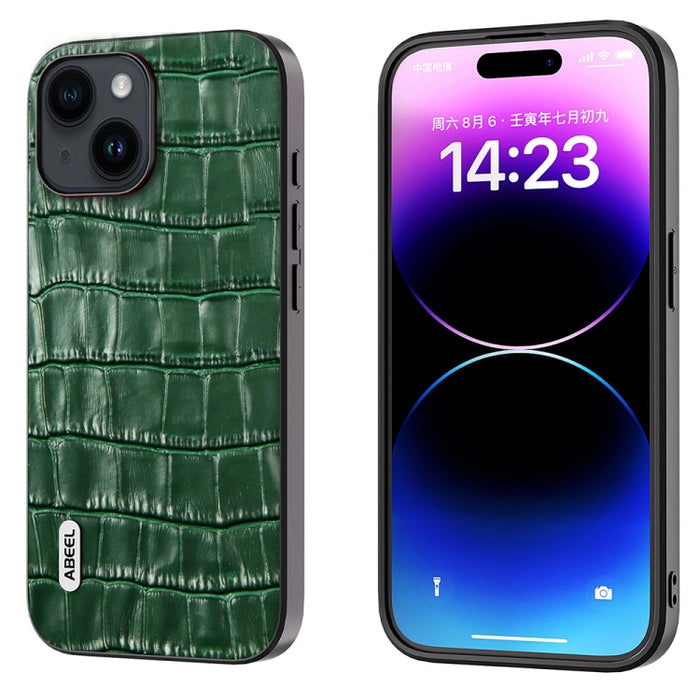 Estuche para teléfono de cuero genuino con textura de cocodrilo ABEEL