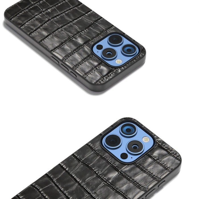 Estuche para teléfono de cuero genuino con textura de cocodrilo ABEEL