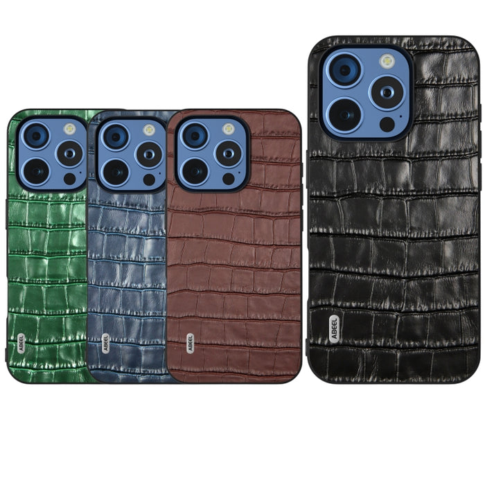 Estuche para teléfono de cuero genuino con textura de cocodrilo ABEEL