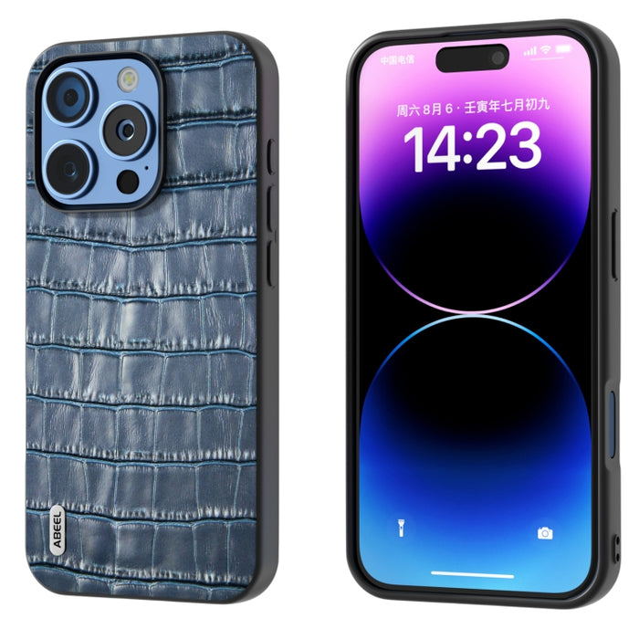 Estuche para teléfono de cuero genuino con textura de cocodrilo ABEEL